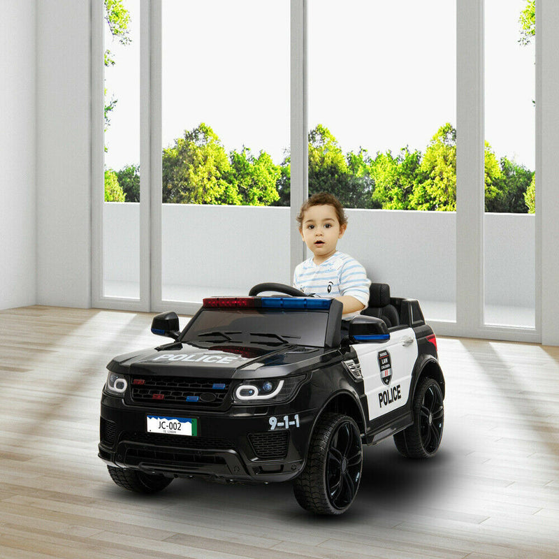 Load image into Gallery viewer, 12V Electric Police Car Ride-On SUV for Kids with Music, Lights, Horn, and Remote Control
