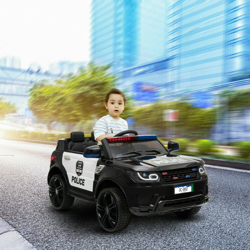 Load image into Gallery viewer, 12V Electric Police Car Ride-On SUV for Kids with Music, Lights, Horn, and Remote Control
