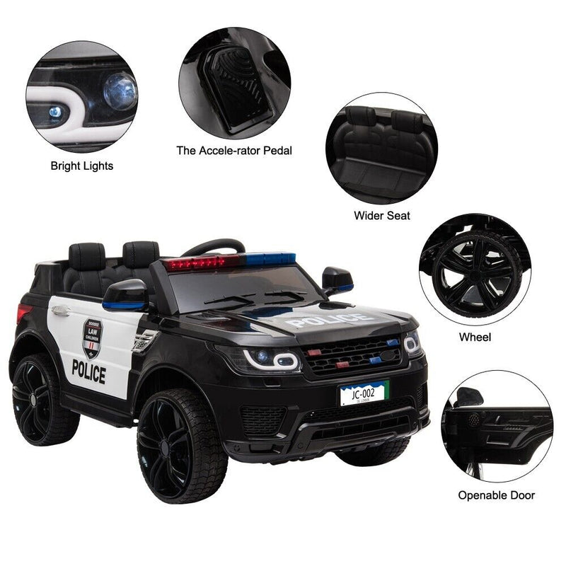 Load image into Gallery viewer, 12V Electric Police Car Ride-On SUV for Kids with Remote Control - Black

