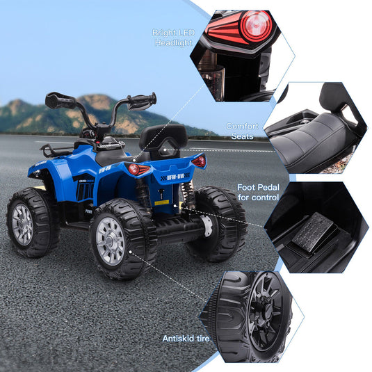 12V Electric Quad ATV for Kids with Fat Tires - Battery Powered 4-Wheeler Truck