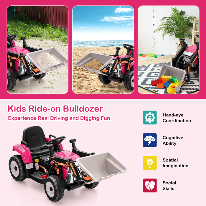 Load image into Gallery viewer, 12V Electric Ride-On Bulldozer for Kids - Perfect for Sand Playtime!
