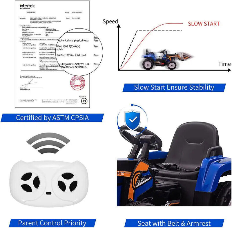 Load image into Gallery viewer, 12V Electric Ride On Car for Kids with Bluetooth Remote and Bucket Control
