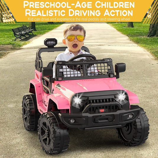 12V Electric Ride On Car for Kids with Bluetooth Remote Control - 2 Speeds, Pink