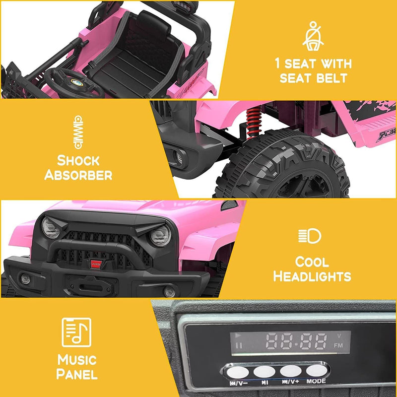 Load image into Gallery viewer, 12V Electric Ride On Car for Kids with Bluetooth Remote Control - 2 Speeds, Pink
