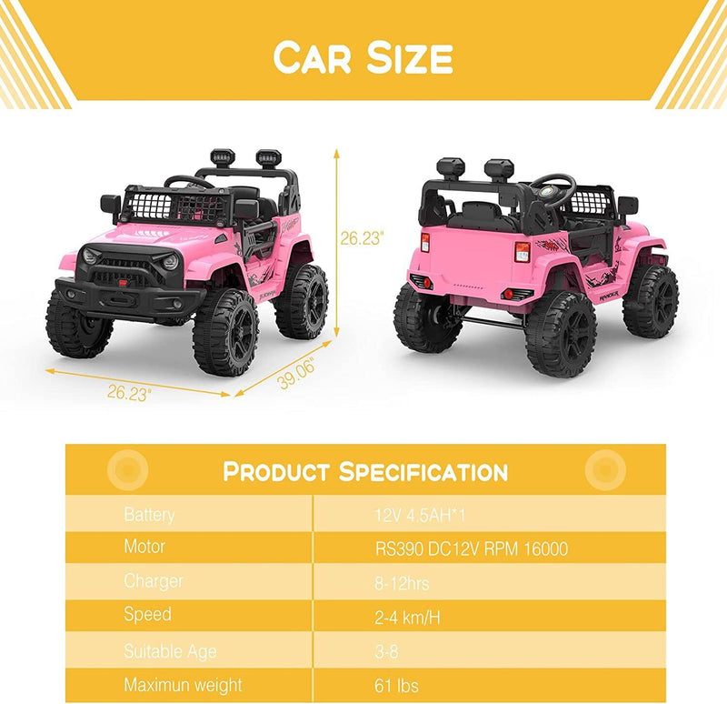 Load image into Gallery viewer, 12V Electric Ride On Car for Kids with Bluetooth Remote Control - 2 Speeds, Pink

