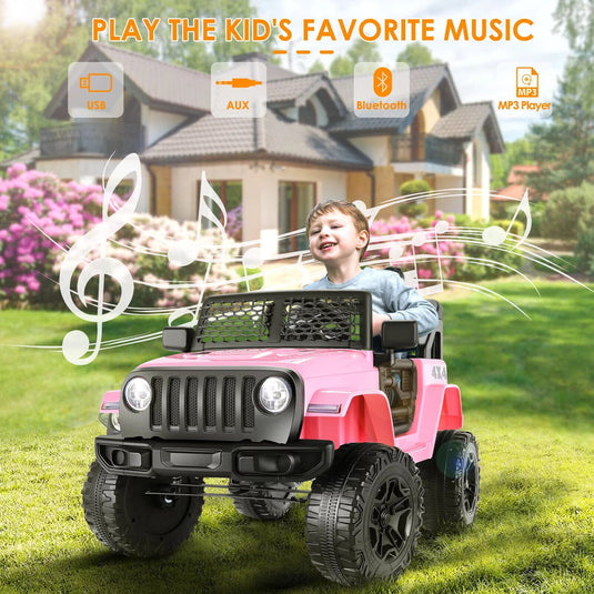 12V Electric Ride-On Car Trucks for Kids with Remote Control, MP3 & LED Lights