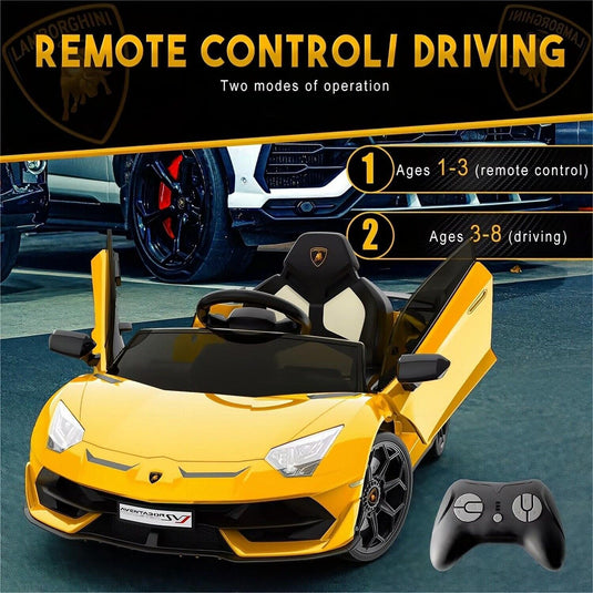 12V Electric Battery Powered Sports Car for Kids with Remote Control - Yellow