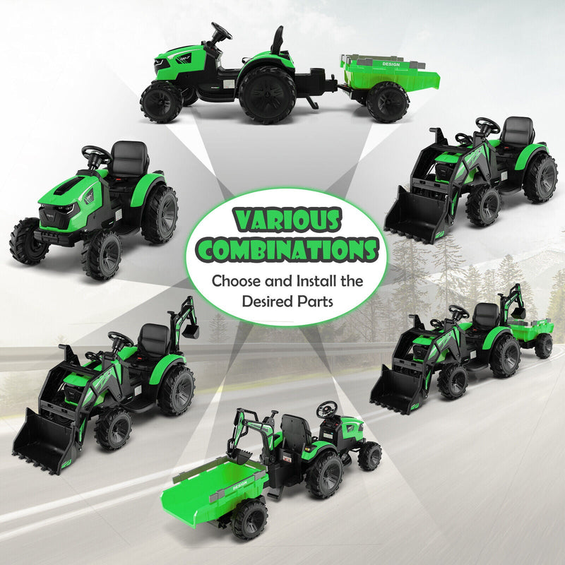 Load image into Gallery viewer, 12V Electric Ride-On Excavator Bulldozer with Trailer for Kids - Remote Control Included
