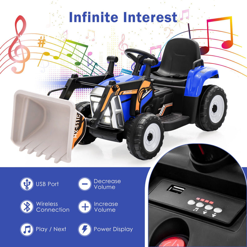 Load image into Gallery viewer, 12V Electric Ride-On Excavator Digger Tractor with RC Control and Digging Bucket - Blue
