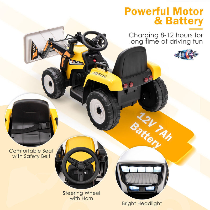 Load image into Gallery viewer, 12V Electric Ride-On Excavator Digger Tractor with RC Control and Digging Bucket - Yellow

