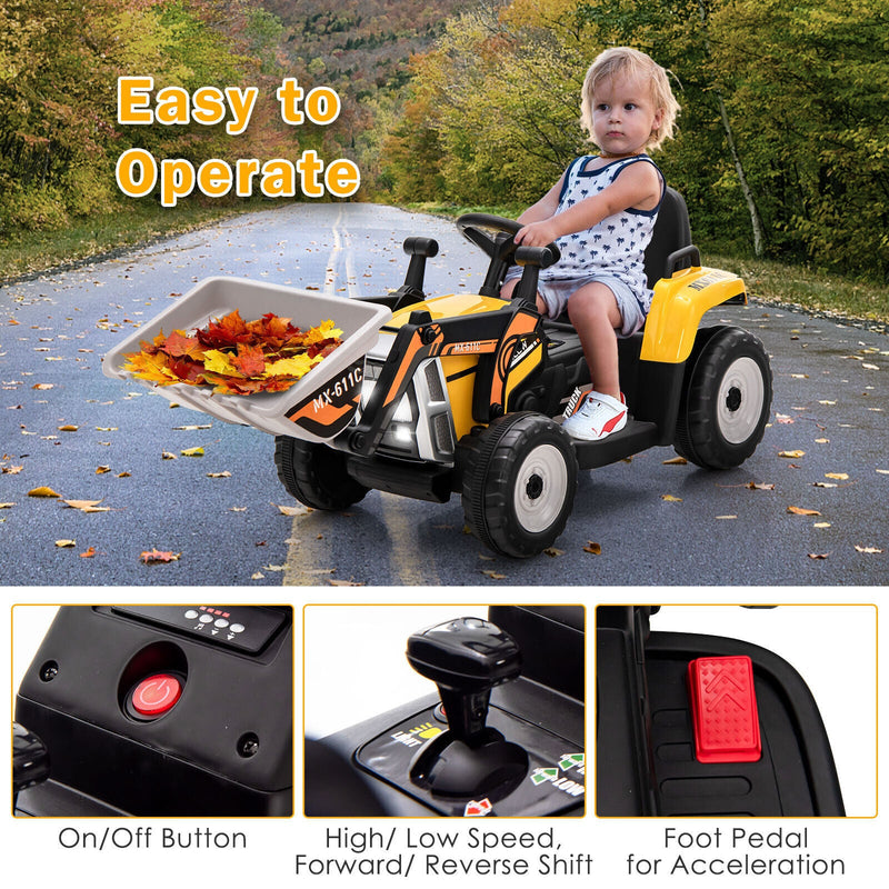 Load image into Gallery viewer, 12V Electric Ride-On Excavator Digger Tractor with RC Control and Digging Bucket - Yellow
