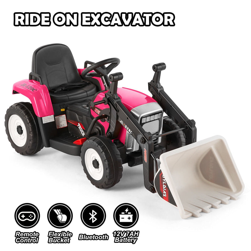 Load image into Gallery viewer, 12V Electric Ride On Excavator Digger with Bluetooth Music and Remote Control - 3 Speeds and Light Effects Included
