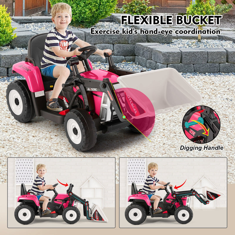 Load image into Gallery viewer, 12V Electric Ride On Excavator Digger with Bluetooth Music and Remote Control - 3 Speeds and Light Effects Included
