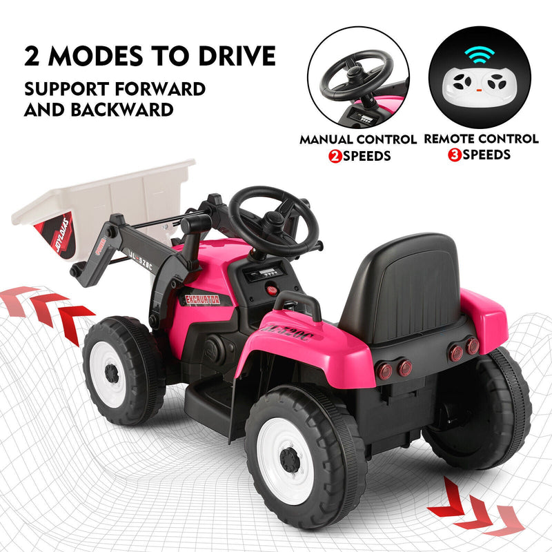 Load image into Gallery viewer, 12V Electric Ride On Excavator Digger with Bluetooth Music and Remote Control - 3 Speeds and Light Effects Included
