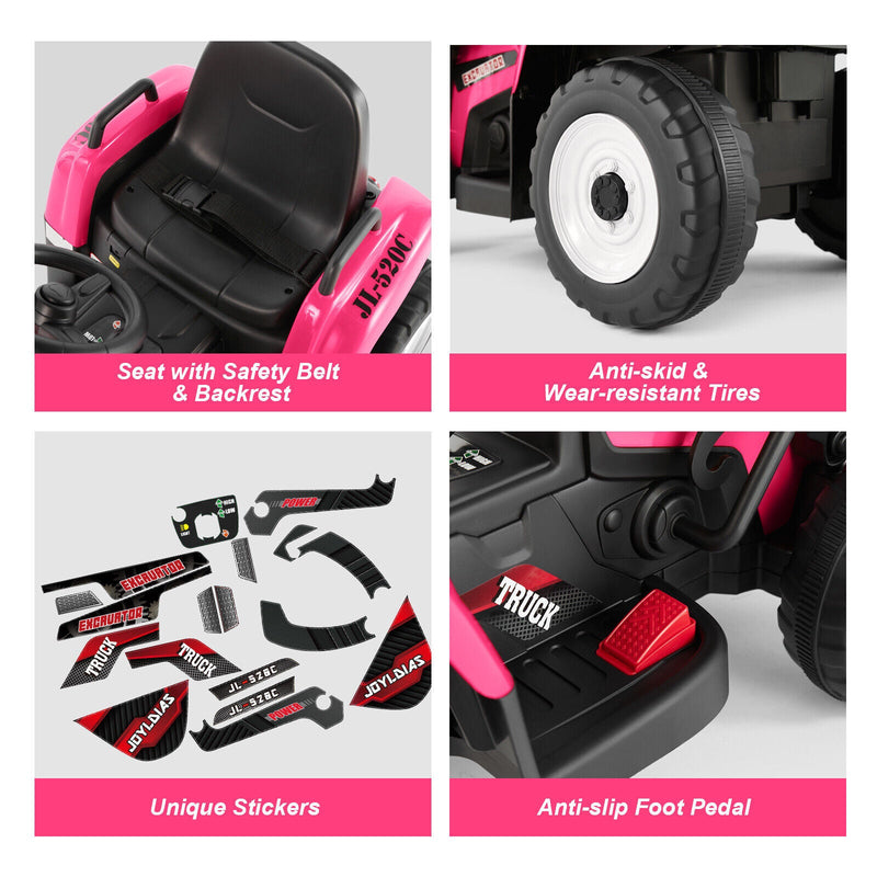 Load image into Gallery viewer, 12V Electric Ride On Excavator Digger with Bluetooth Music and Remote Control - 3 Speeds and Light Effects Included
