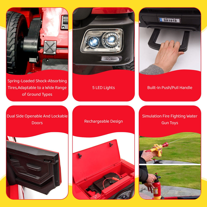 Load image into Gallery viewer, 12V Electric Ride-On Fire Truck Toy with Remote Control for Kids Ages 3-7
