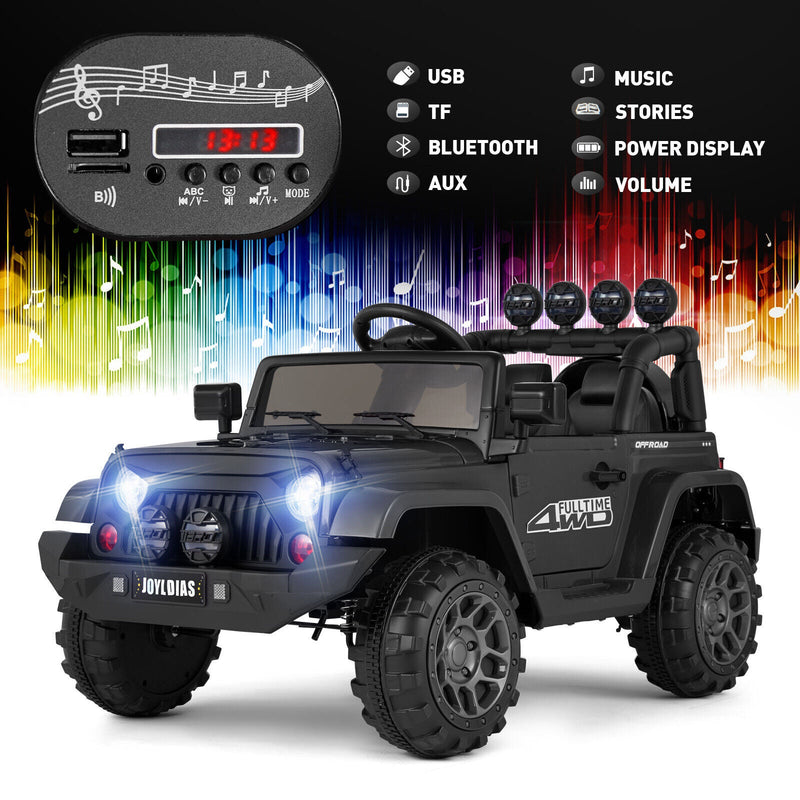 Load image into Gallery viewer, 12V Electric Ride-On Jeep for Kids with LED Lights, Music, and Bluetooth Remote Control
