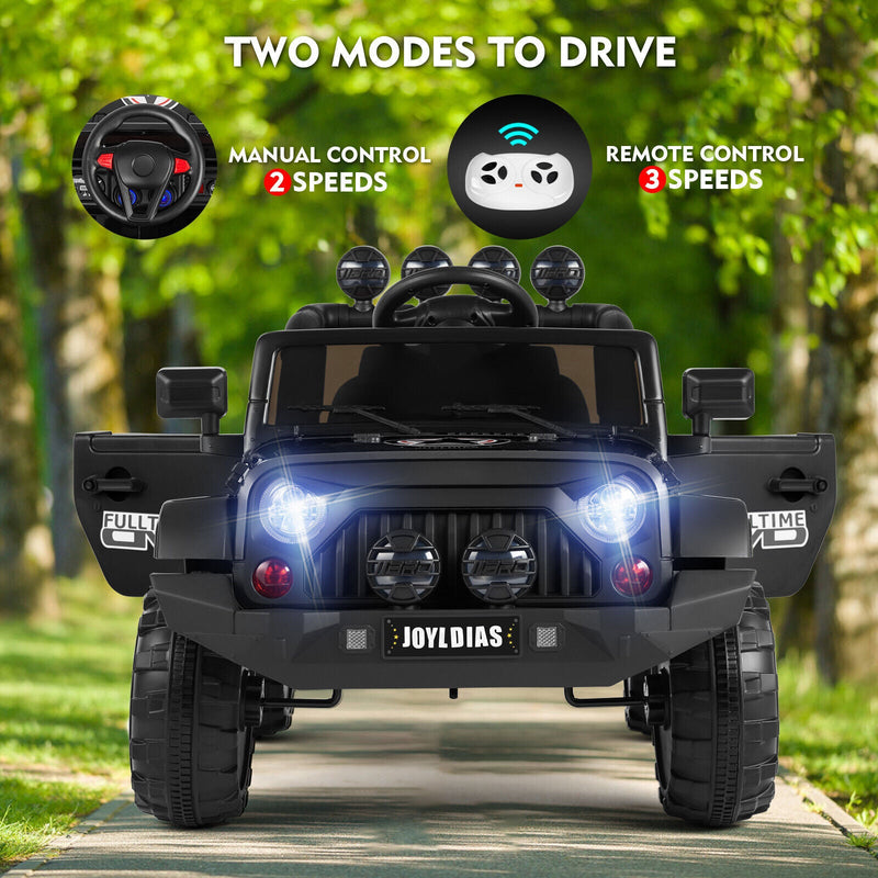 Load image into Gallery viewer, 12V Electric Ride-On Jeep for Kids with LED Lights, Music, and Bluetooth Remote Control
