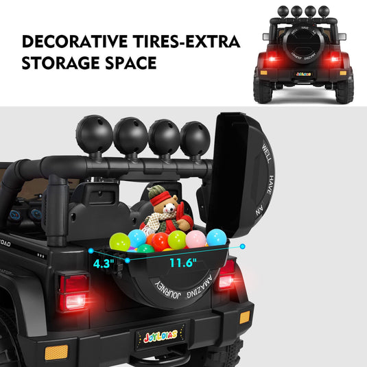 12V Electric Ride-On Jeep for Kids with LED Lights, Music, and Bluetooth Remote Control