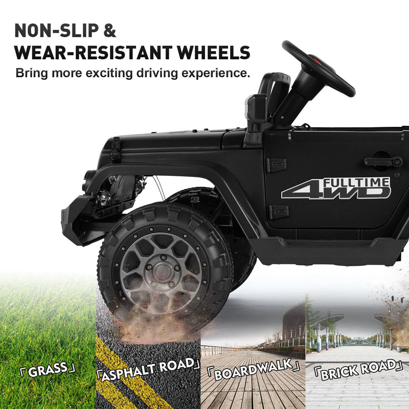 Load image into Gallery viewer, 12V Electric Ride-On Jeep for Kids with LED Lights, Music, and Bluetooth Remote Control
