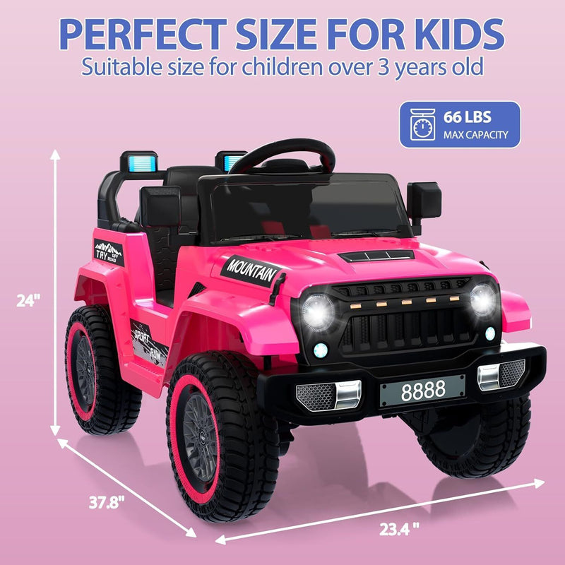 Load image into Gallery viewer, 12V Electric Ride On Jeep Toy Car for Kids with Remote Control, Music, and LED Lights - 3 Speed Options
