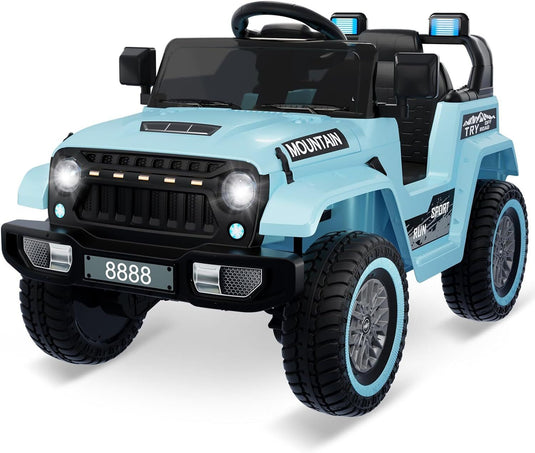 12V Electric Ride On Jeep Toy Car for Kids with Remote Control, Music, and LED Lights - 3 Speed Options