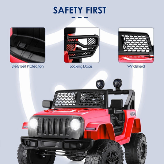 3-Speed Electric Kids Ride On Car with Remote Control, USB Port, and LED Lights