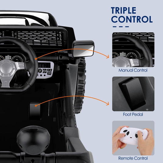 3-Speed Electric Kids Ride On Car with Remote Control, USB Port, and LED Lights