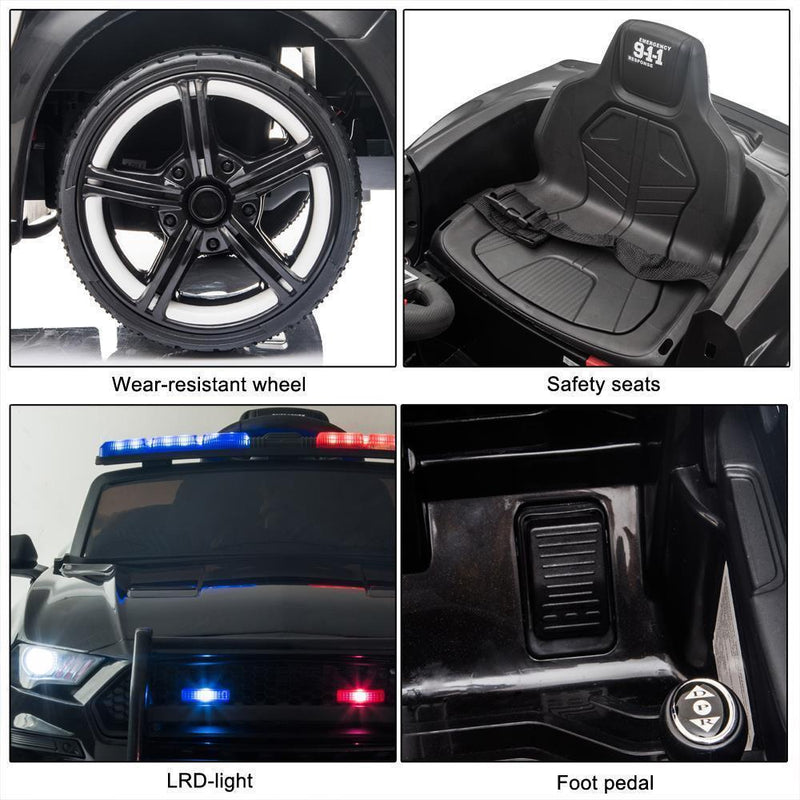 Load image into Gallery viewer, 12V Electric Ride On Police Car for Kids with Remote Control - Black
