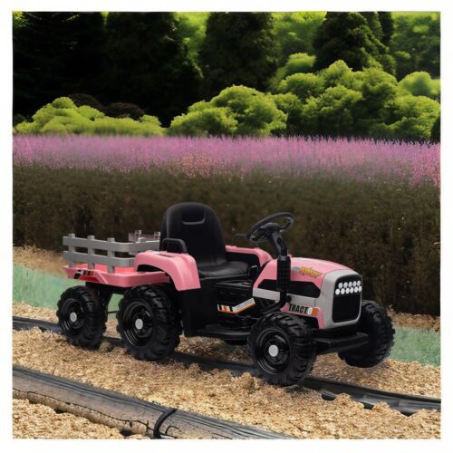 Load image into Gallery viewer, 12V Electric Ride On Toy Tractor with Trailer for Kids - Remote Controlled
