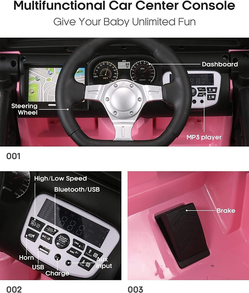 Load image into Gallery viewer, 12V Electric Ride-On Car for Kids with Bluetooth MP3 and Remote Control - Pink
