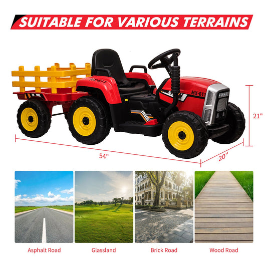 12V Electric Ride on Tractor for Kids with Remote Control - Battery Powered Vehicle