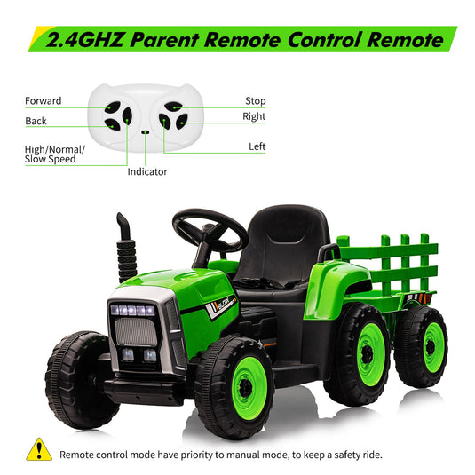 12V Electric Ride on Tractor for Kids with Remote Control - Battery Powered Vehicle