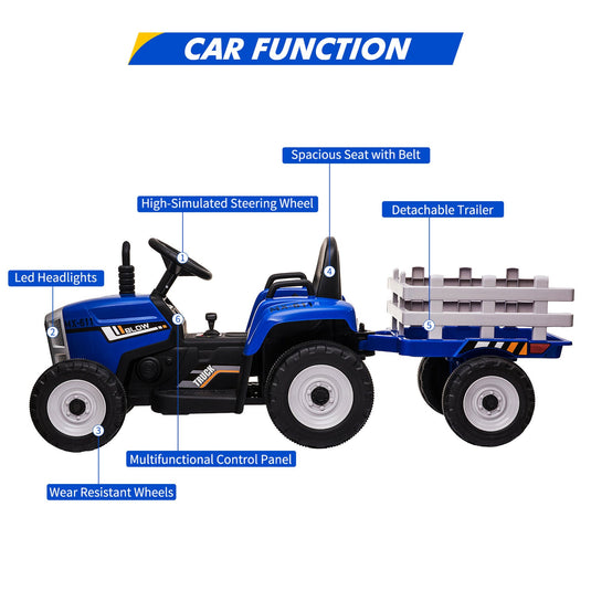 12V Electric Ride on Tractor for Kids with Remote Control - Battery Powered Vehicle