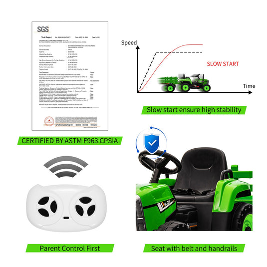 12V Electric Ride on Tractor for Kids with Remote Control - Battery Powered Vehicle