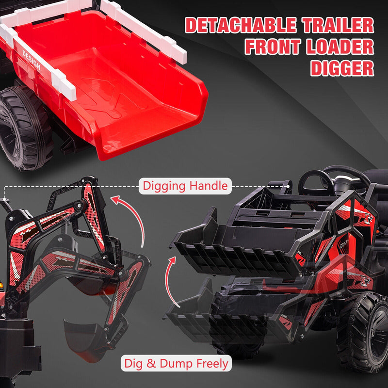 Load image into Gallery viewer, 12V Electric Ride On Tractor Toy with Remote Control, Trailer, and LED Light - Perfect Gift for Kids
