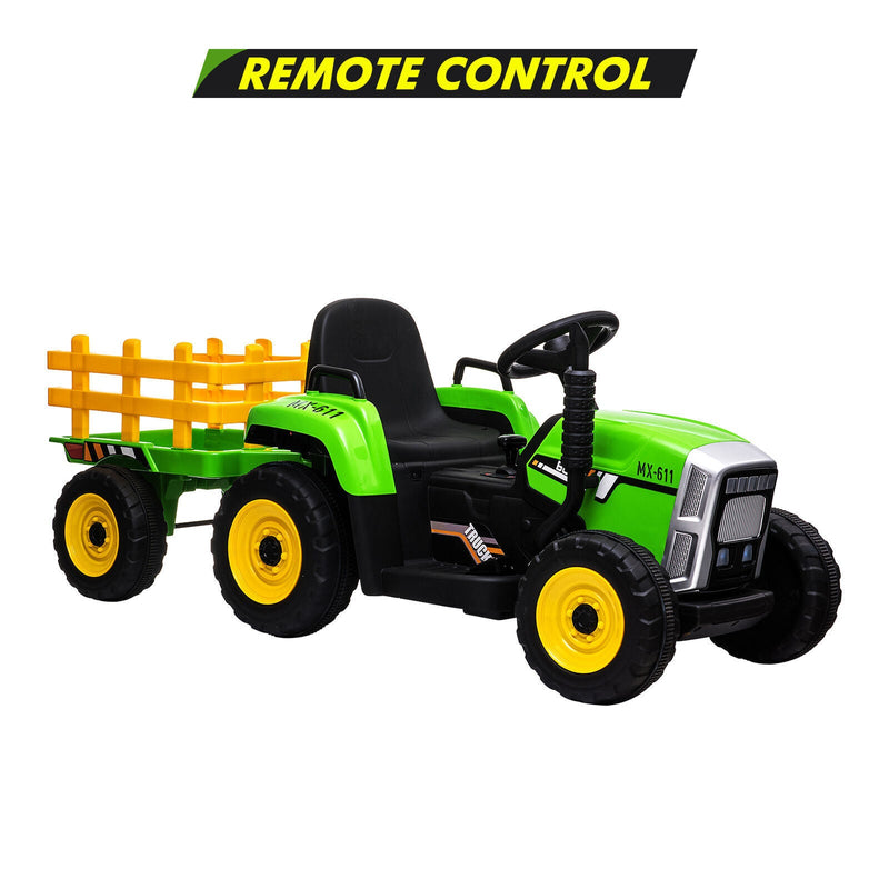 Load image into Gallery viewer, 12V Electric Ride-On Tractor with Trailer and MP3 Player for Kids - Featuring 7 LED Headlights

