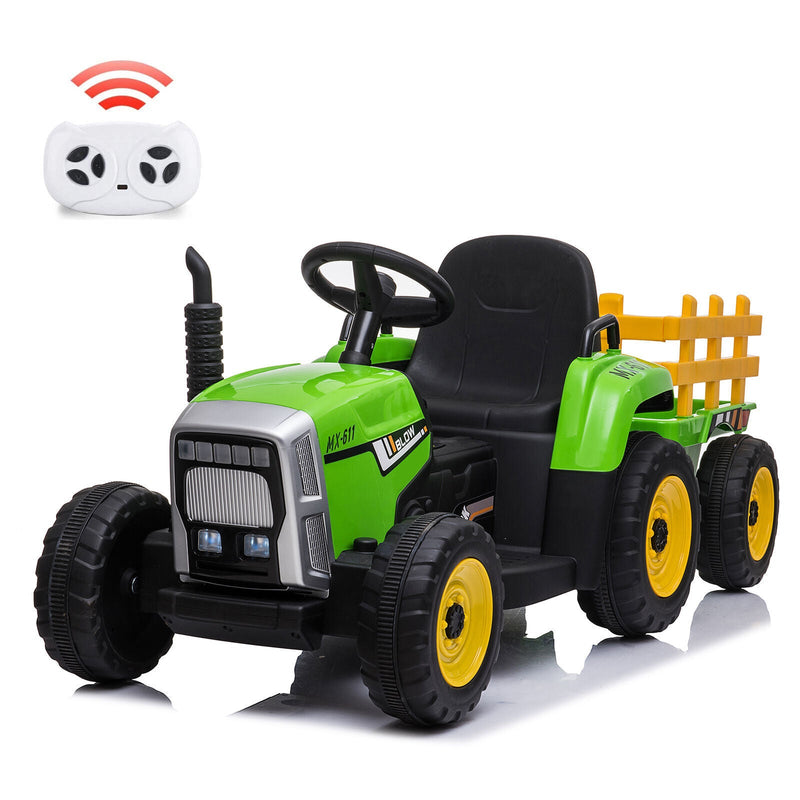 Load image into Gallery viewer, 12V Electric Ride-On Tractor with Trailer and MP3 Player for Kids - Featuring 7 LED Headlights

