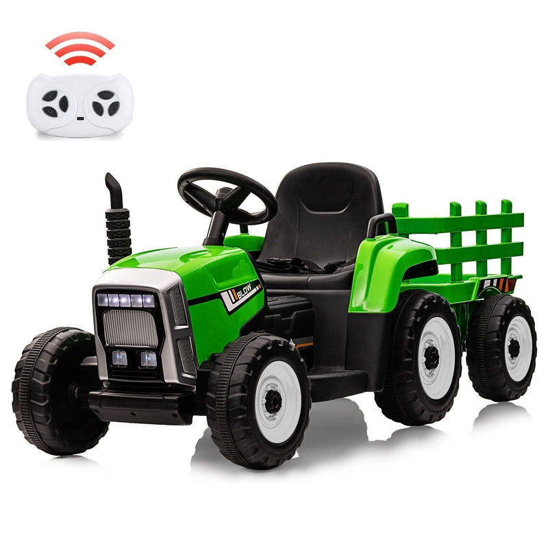 Load image into Gallery viewer, 12V Electric Ride-On Tractor with Trailer and MP3 Player for Kids - Featuring 7 LED Headlights
