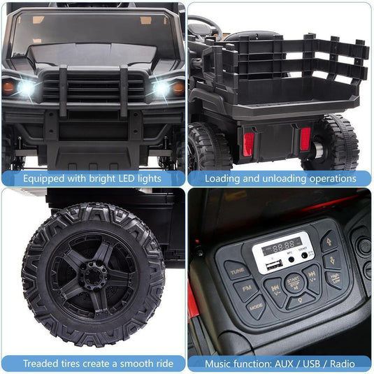 12V Electric Ride-On Tractor with Trailer and Remote Control for Kids