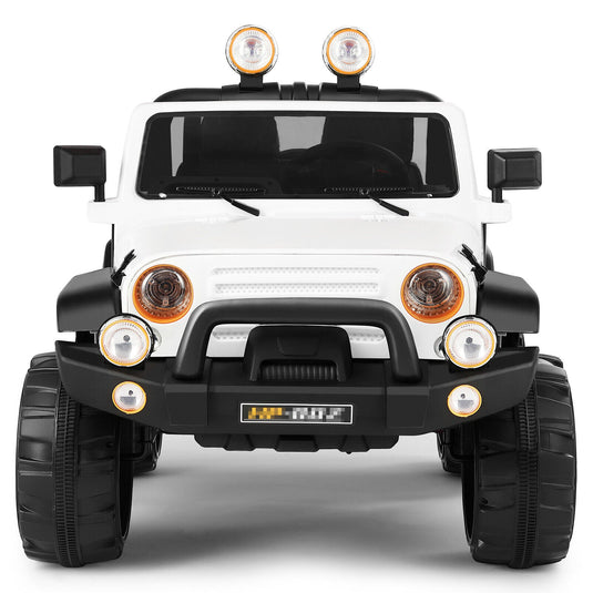 Electric 3-Speed Kids Ride-On Car with MP3, LED Lights, and Remote Control - White