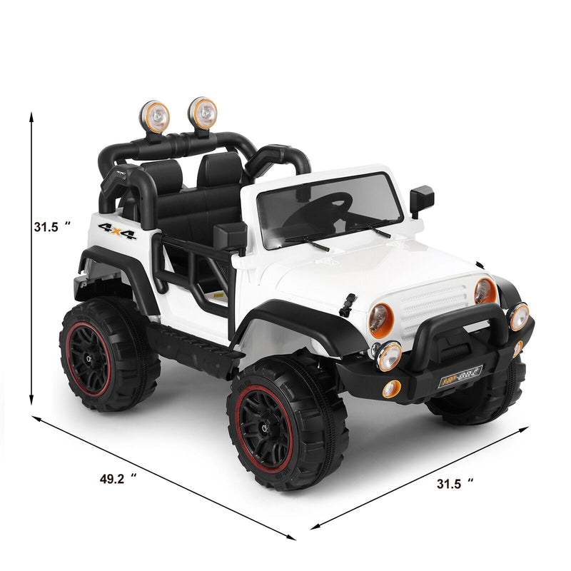 Load image into Gallery viewer, Electric 3-Speed Kids Ride-On Car with MP3, LED Lights, and Remote Control - White
