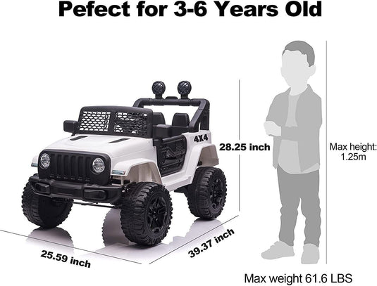 12V Electric Ride On Truck for Kids with Remote Control and LED Lights