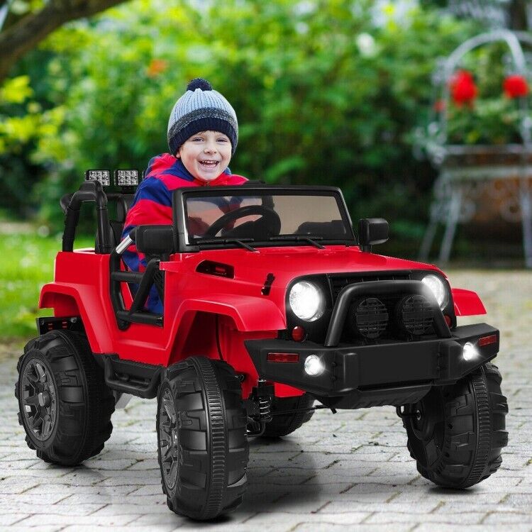 Load image into Gallery viewer, 12V Electric Ride On Truck Toy Car with MP3 Player, Remote Control, and LED Lights for Kids
