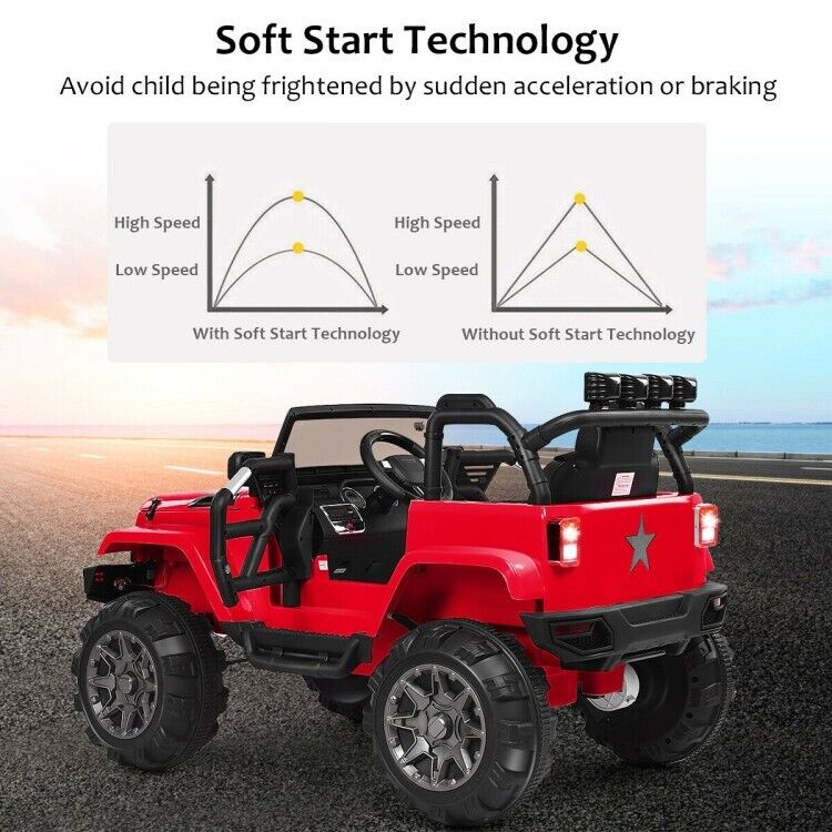 Load image into Gallery viewer, 12V Electric Ride On Truck Toy Car with MP3 Player, Remote Control, and LED Lights for Kids
