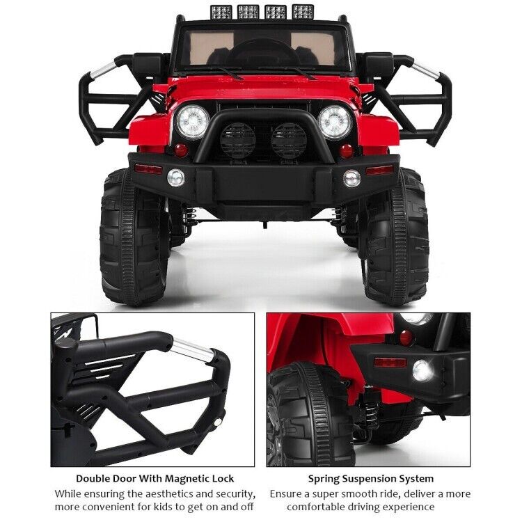 Load image into Gallery viewer, 12V Electric Ride On Truck Toy Car with MP3 Player, Remote Control, and LED Lights for Kids
