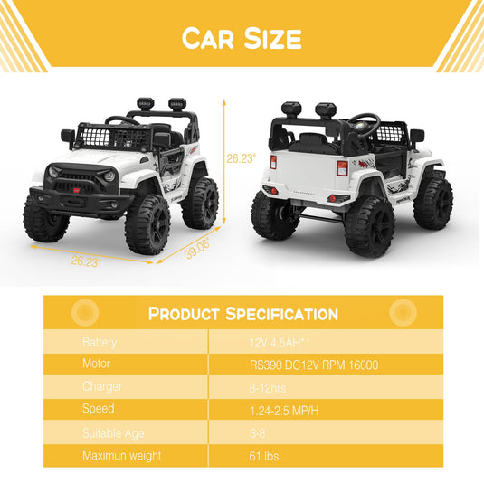 12V Electric Ride Truck with Remote Control and LED Lights