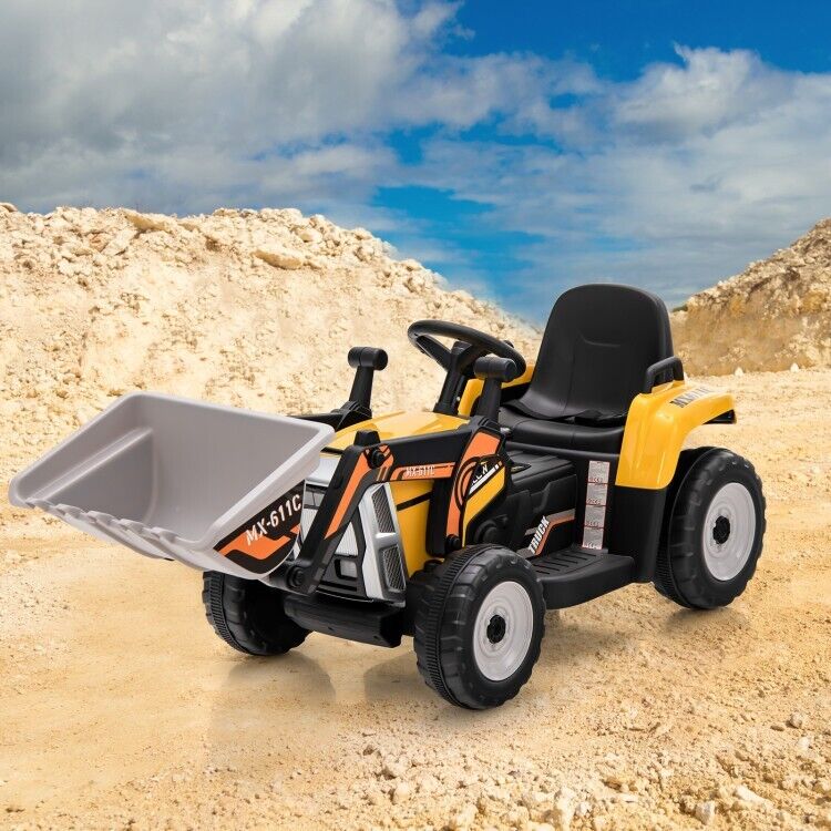 Load image into Gallery viewer, 12V Electric Tractor RC Excavator Digger with Digging Bucket for Kids - Yellow
