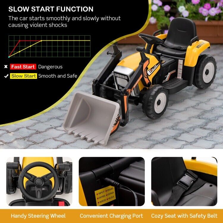 Load image into Gallery viewer, 12V Electric Tractor RC Excavator Digger with Digging Bucket for Kids - Yellow
