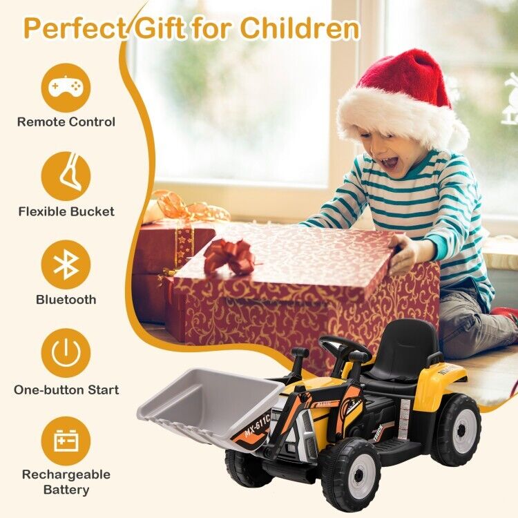 Load image into Gallery viewer, 12V Electric Tractor RC Excavator Digger with Digging Bucket for Kids - Yellow
